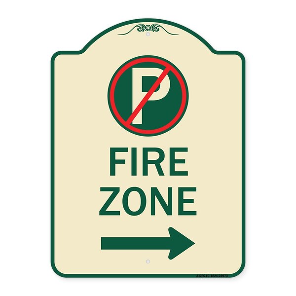 Signmission Fire Zone No Parking and Right Arrow Heavy-Gauge Aluminum Sign, 24" x 18", TG-1824-23973 A-DES-TG-1824-23973 - main